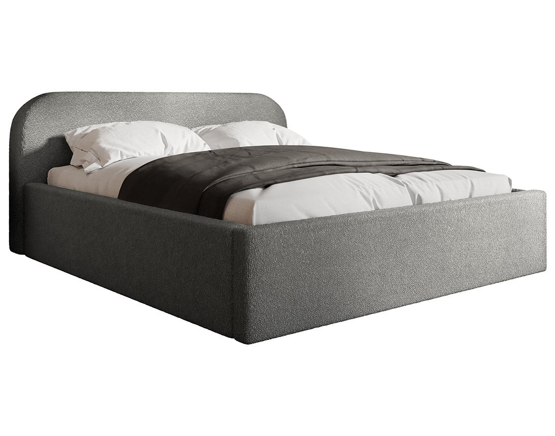 Lit coffre 180x200 cm en tissu bouclette Orane