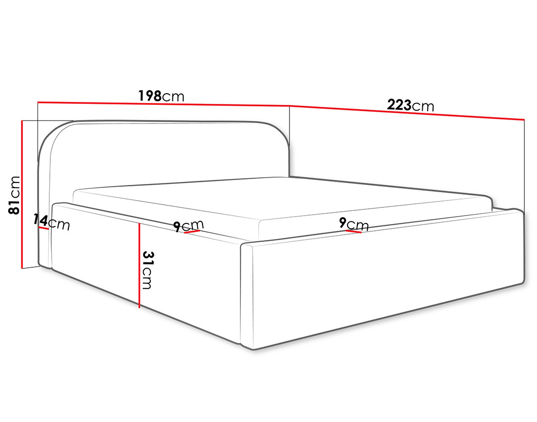 Lit coffre 180x200 cm en tissu bouclette Orane