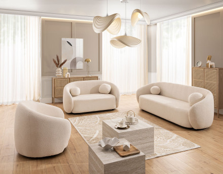 Fauteuil en tissu bouclette Flore