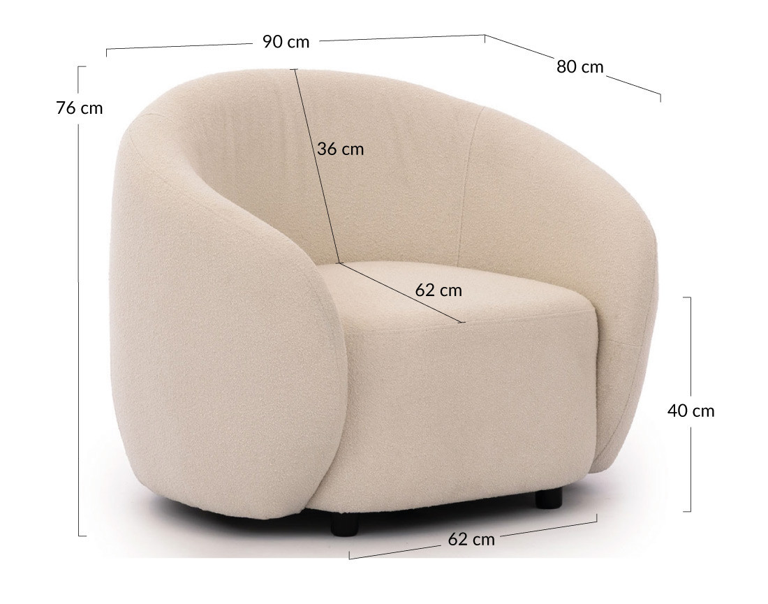 Fauteuil en tissu bouclette Flore