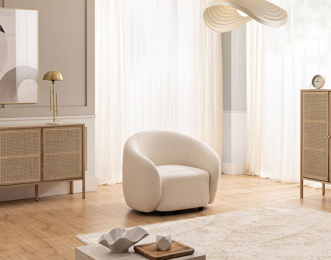 Fauteuil en tissu bouclette Flore