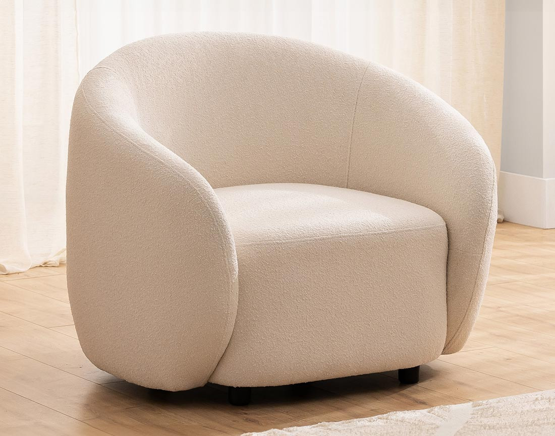 Fauteuil en tissu bouclette Flore