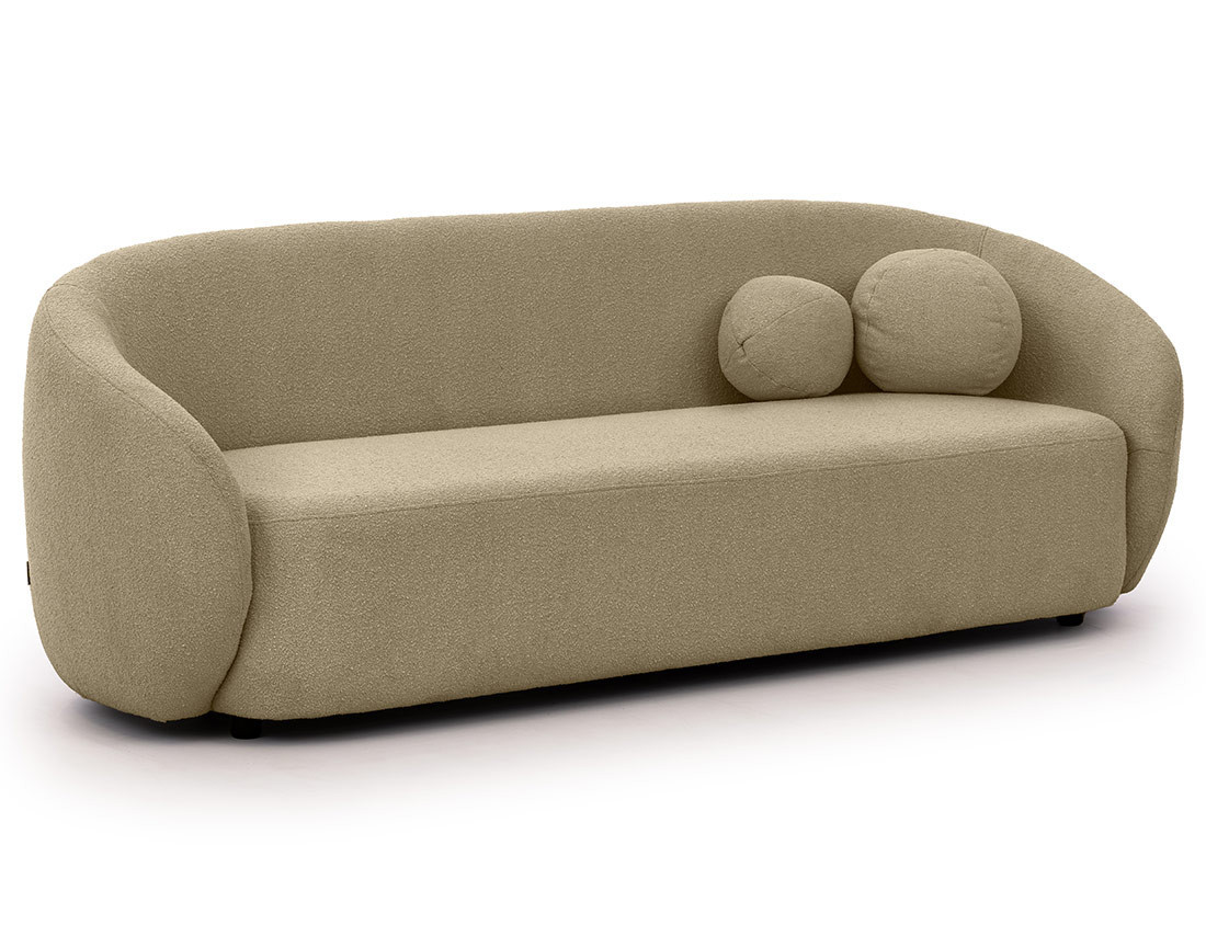 Canapé droit 3 places en tissu bouclette Flore