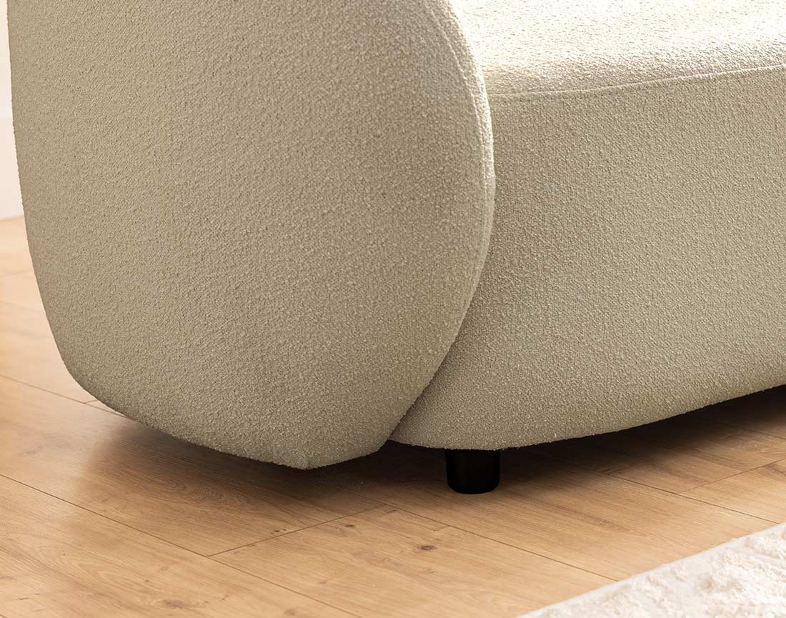 Canapé droit 3 places en tissu bouclette Flore