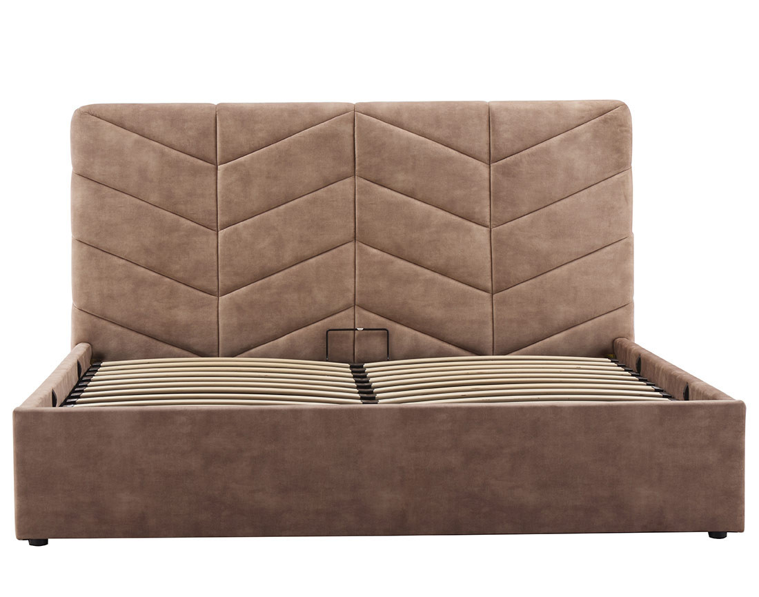 Lit coffre 160x200 cm en velours sommier inclus Peonis