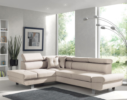 Lisbona – canapé d’angle gauche convertible avec têtières relevables