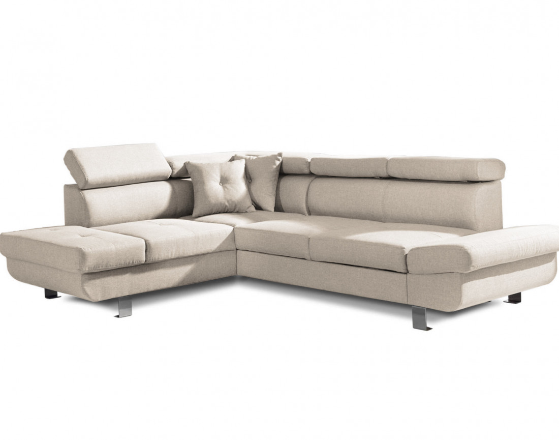Lisbona – canapé d’angle gauche convertible avec têtières relevables