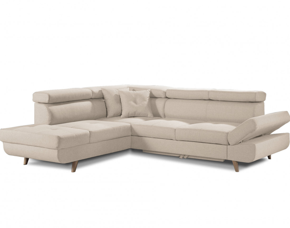 Canapé d'angle convertible Linea 5 places avec têtières - angle gauche