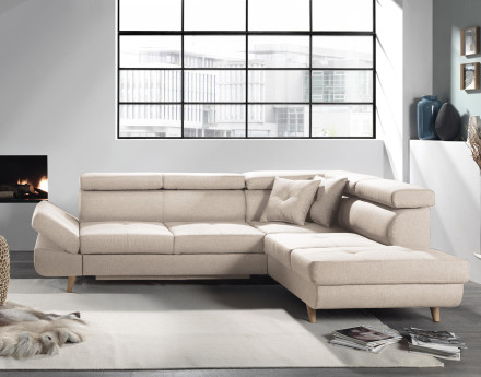 Linea - Canapé d'angle droit convertible - 5 places - avec têtières