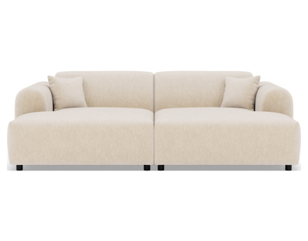 Canapé droit 4 places avec double méridienne assise profonde en velours texturé Aumance