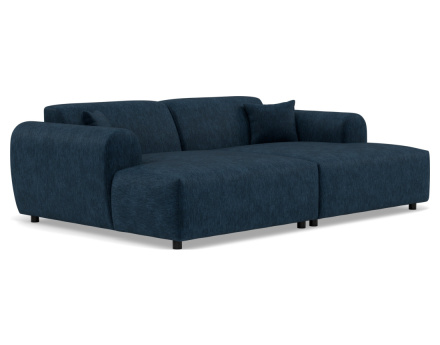 Canapé droit 4 places avec double méridienne assise profonde en velours texturé Aumance