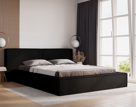 Lit coffre 140x200 cm sommier inclus en velours Eros