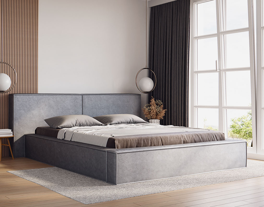 Lit coffre 160x200 cm sommier inclus en velours Eros