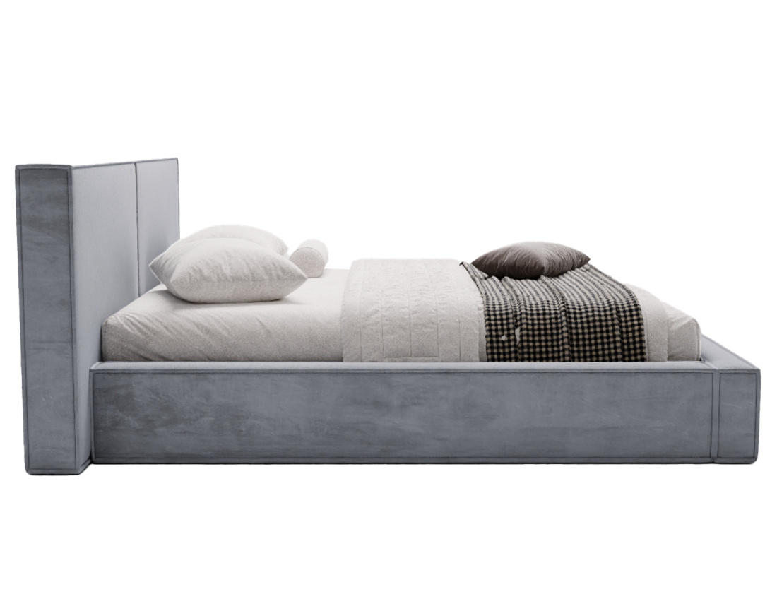 Lit coffre 160x200 cm sommier inclus en velours Eros