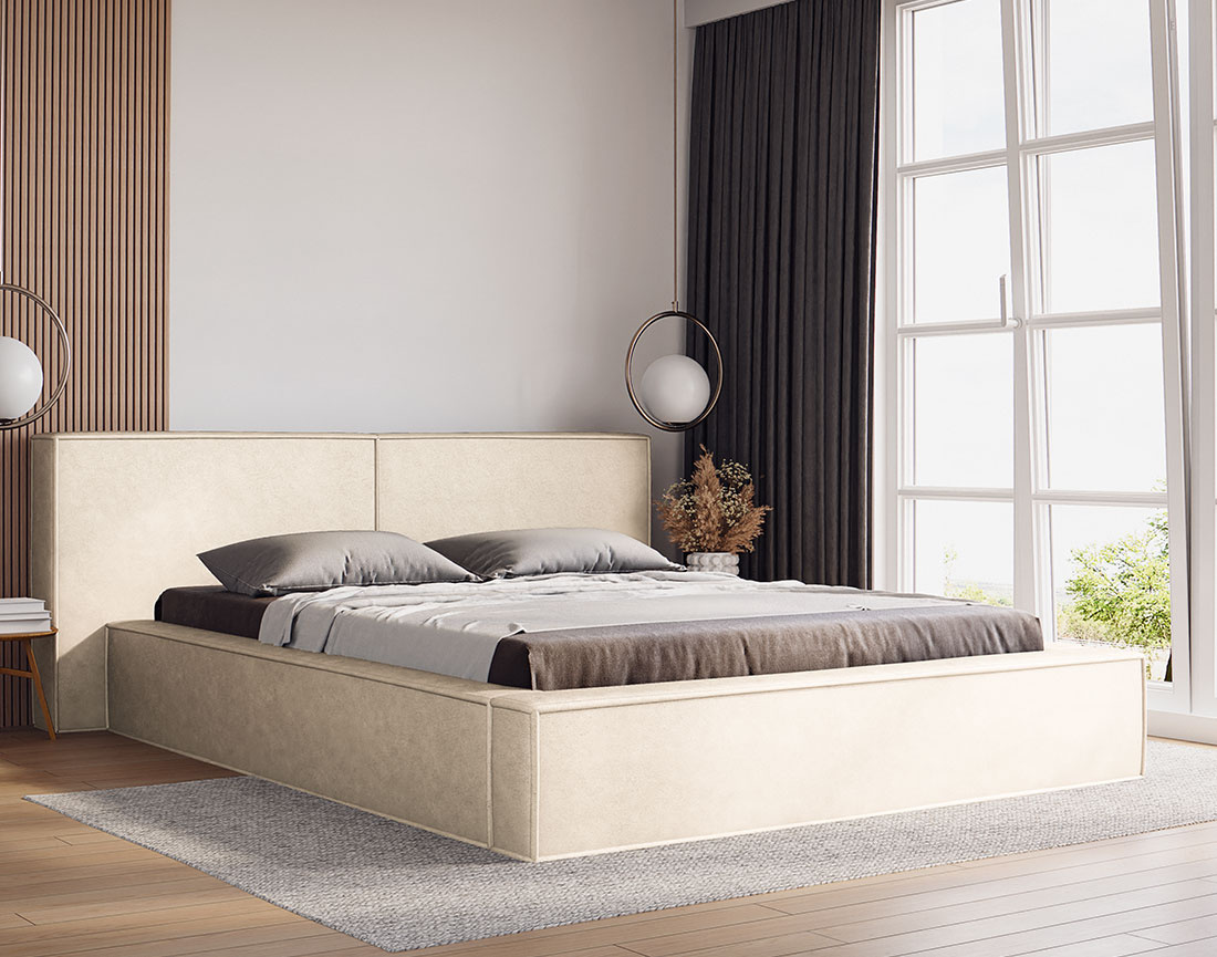 Lit coffre 180x200 cm sommier inclus en velours Eros