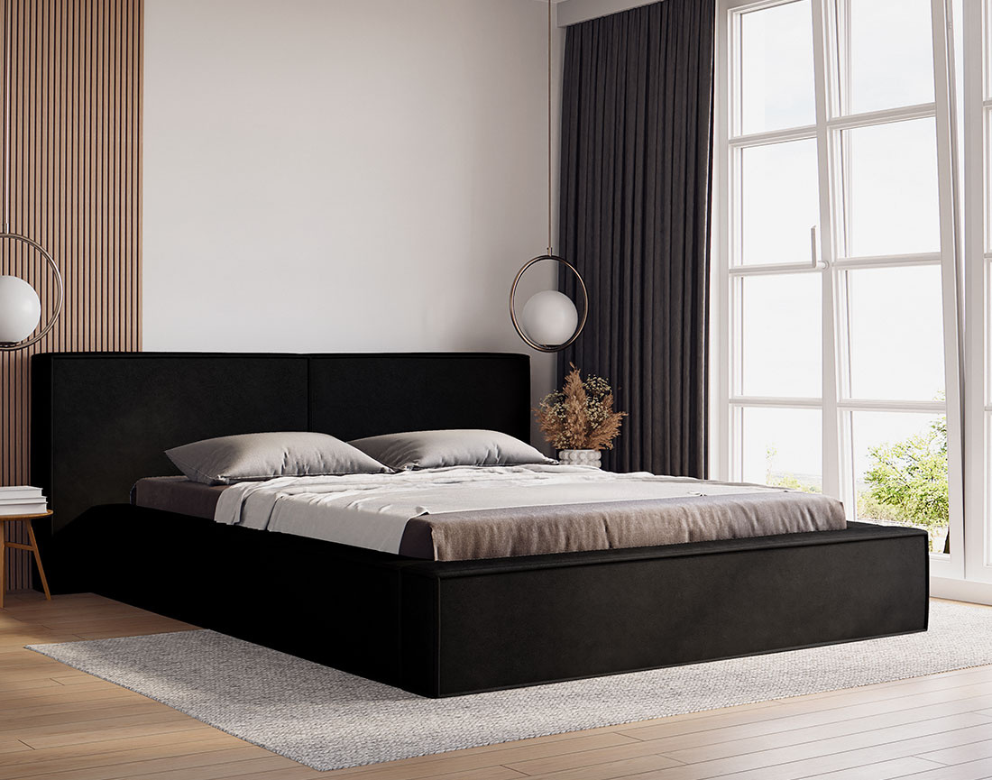 Lit coffre 180x200 cm sommier inclus en velours Eros