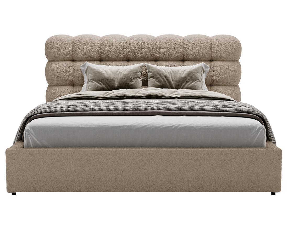 Lit coffre 140x200 cm sommier inclus en tissu bouclette Lotus