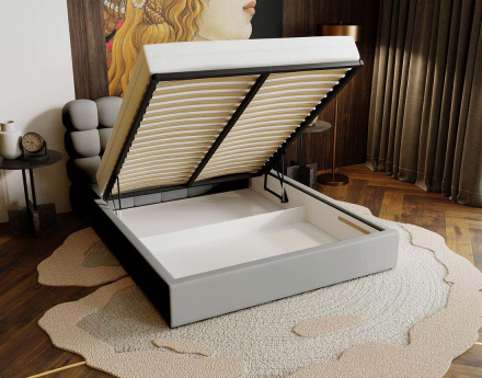 Lit coffre 140x200 cm sommier inclus en velours Lotus