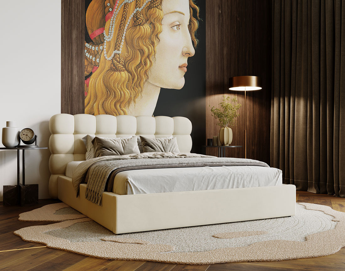 Lit coffre 160x200 cm sommier inclus en velours Lotus