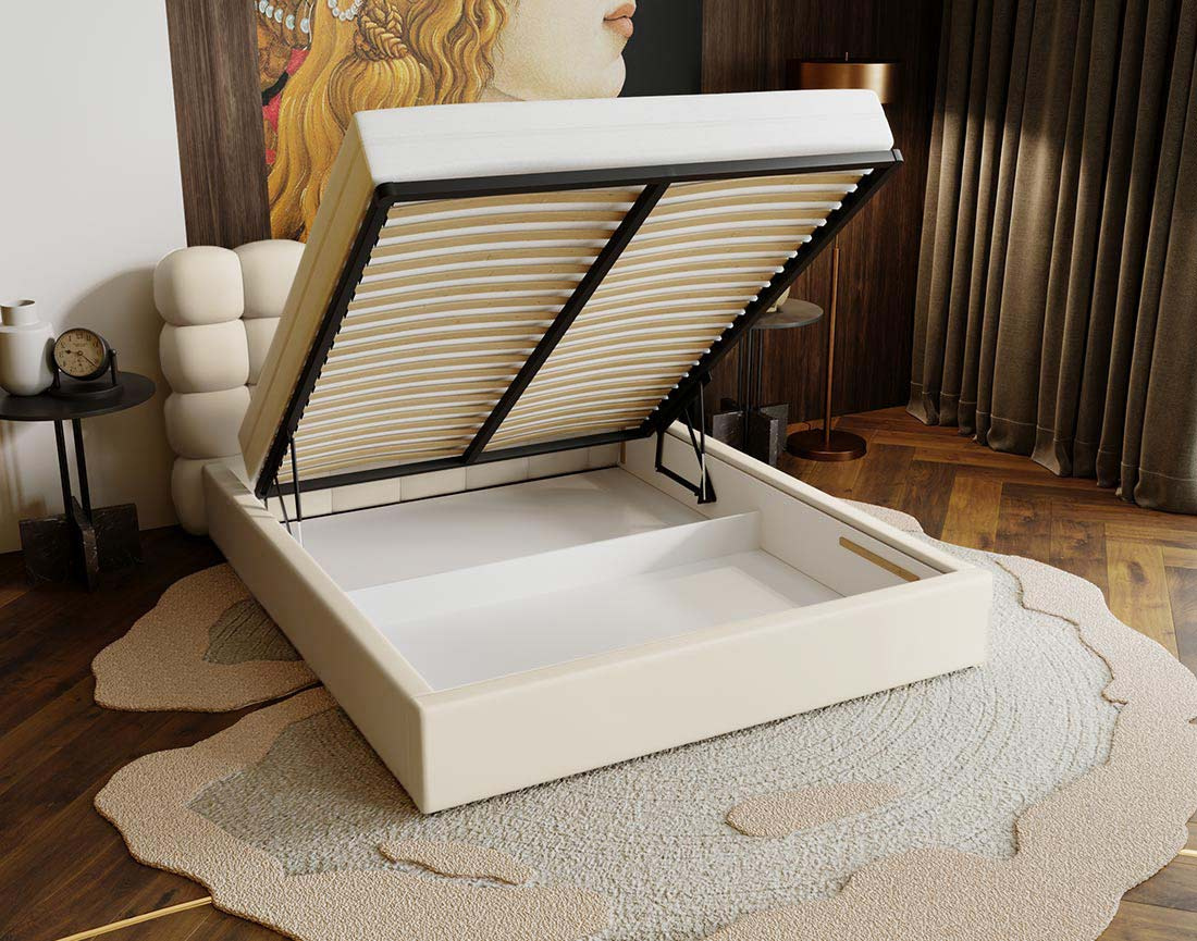 Lit coffre 160x200 cm sommier inclus en velours Lotus