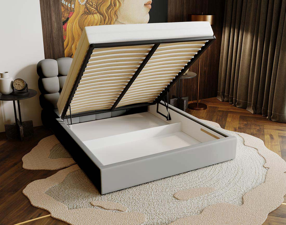 Lit coffre 180x200 cm sommier inclus en velours Lotus