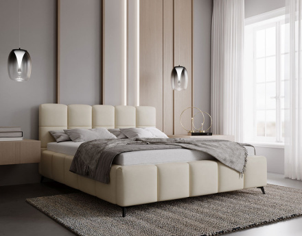 Lit coffre 160x200 cm sommier inclus en velours Paulito