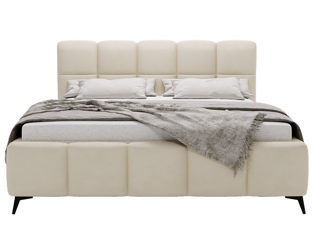 Lit coffre 160x200 cm sommier inclus en velours Paulito