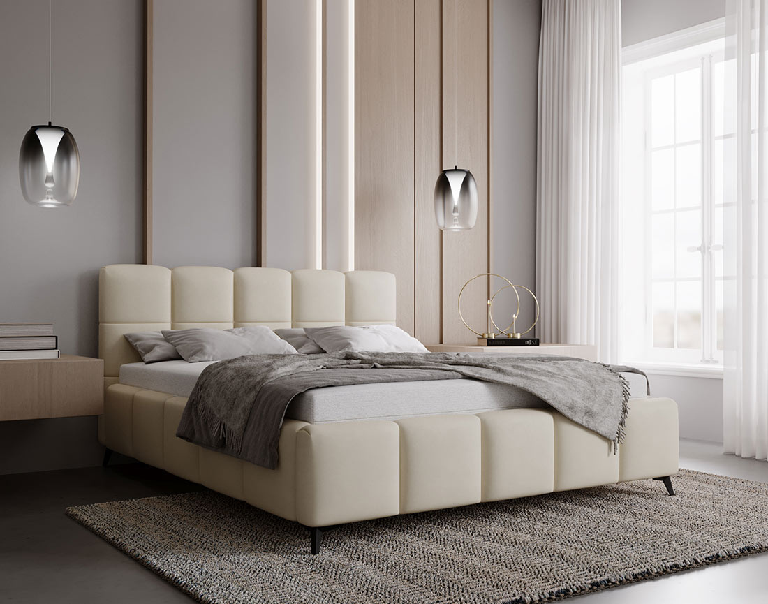 Lit coffre 180x200 cm sommier inclus en velours Paulito