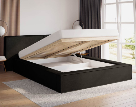 Lit coffre 180x200 cm sommier inclus en velours Eros