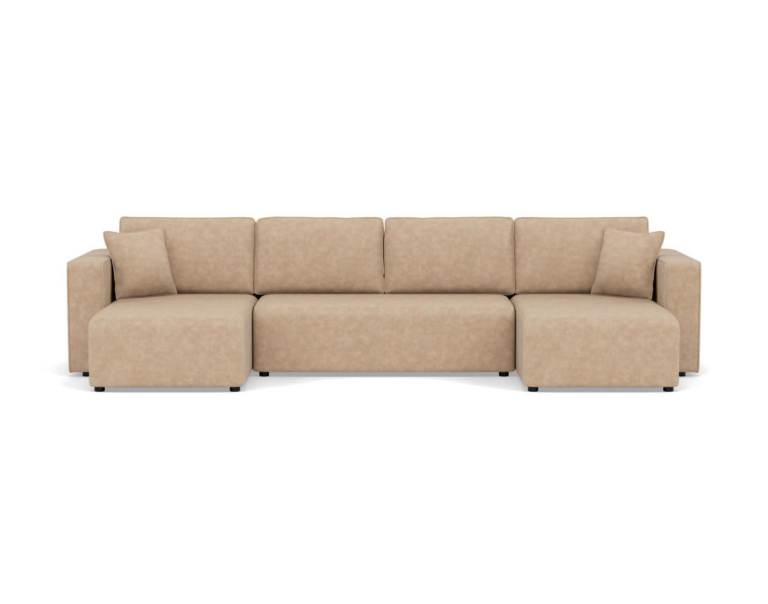 Canapé panoramique en U 7 places convertible avec coffre en simili Topaze