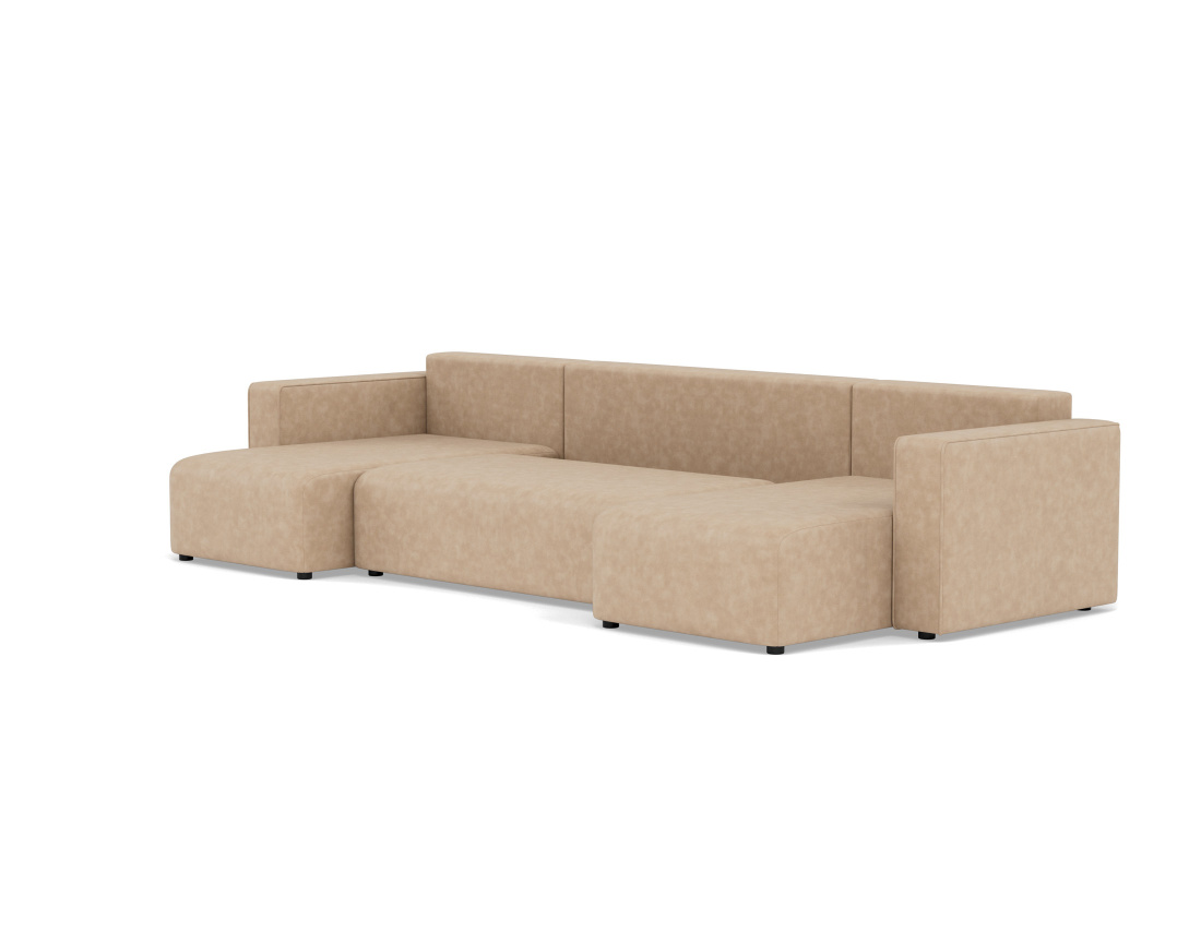 Canapé panoramique en U 7 places convertible avec coffre en simili Topaze