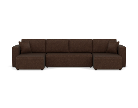 Canapé panoramique en U 7 places convertible avec coffre en simili Topaze