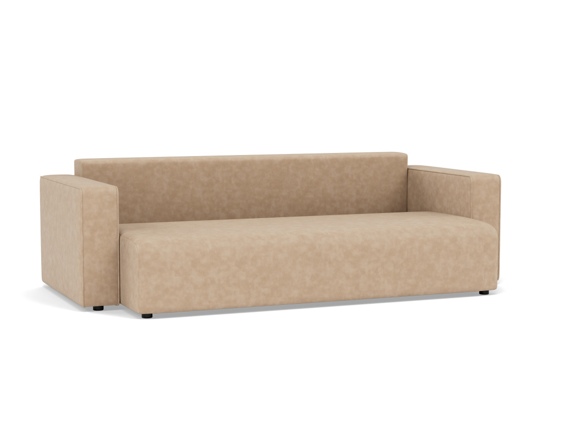 Canapé droit 3 places convertible avec coffre en simili Topaze