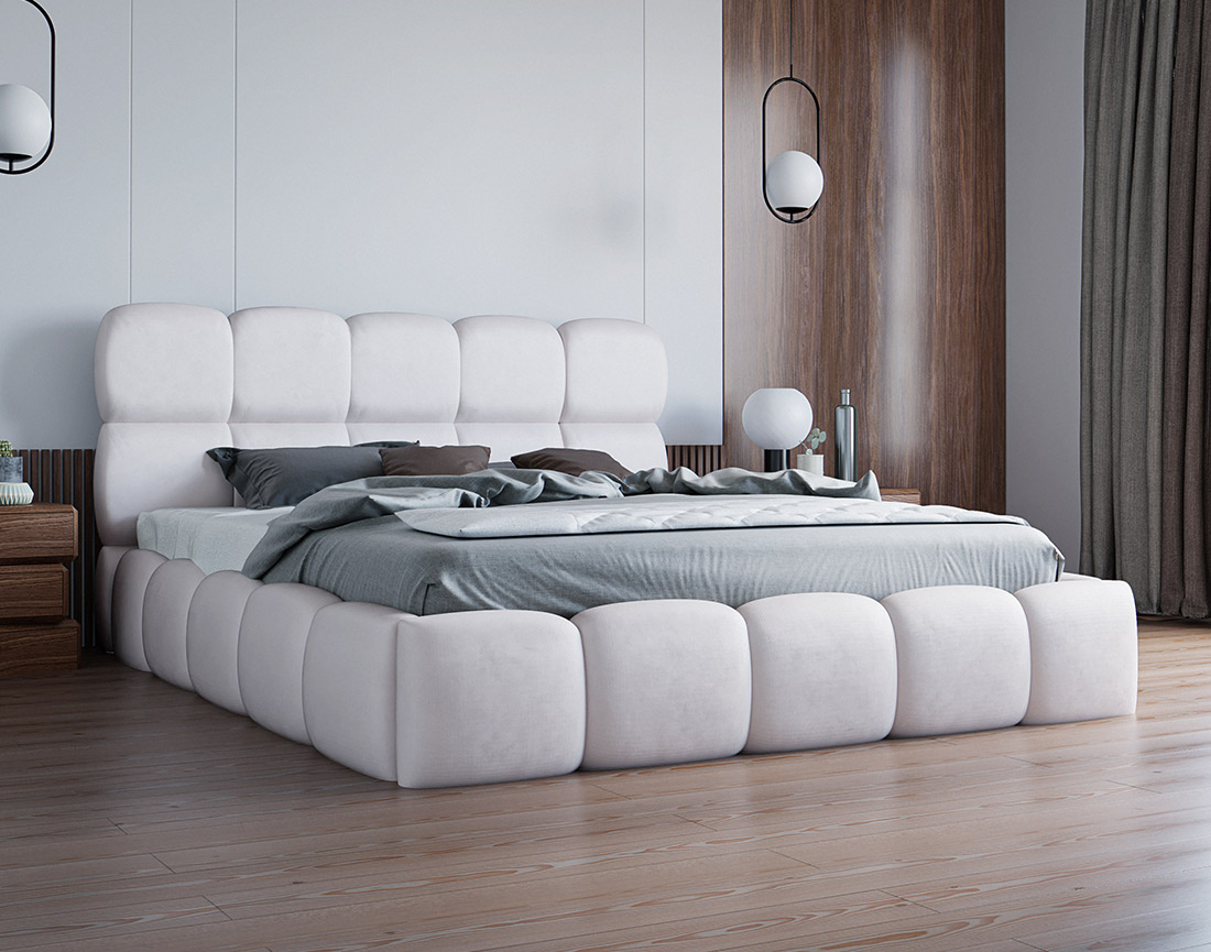 Lit coffre 140x200 cm sommier inclus en velours Mariposa