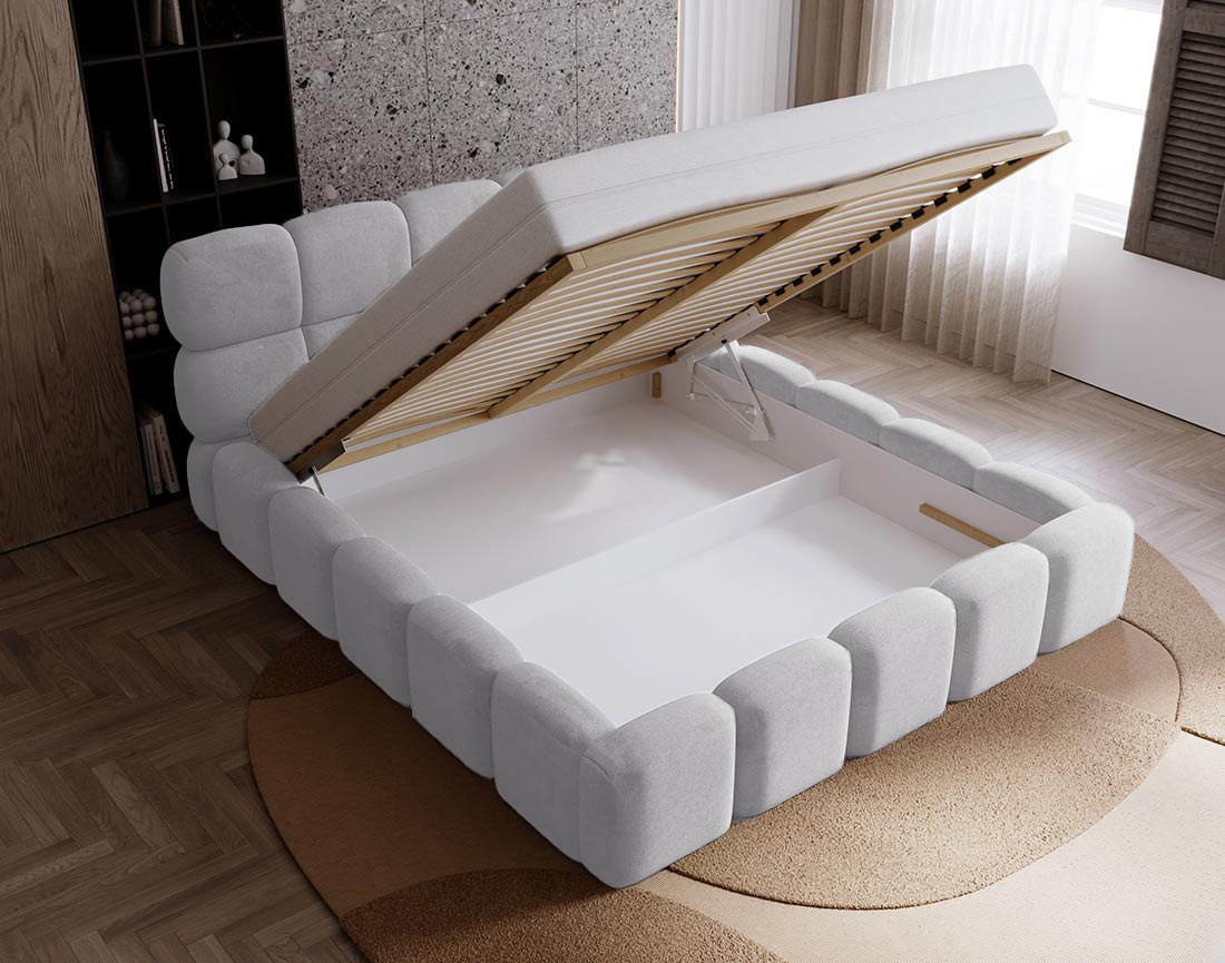 Lit coffre 140x200 cm sommier inclus en velours Mariposa