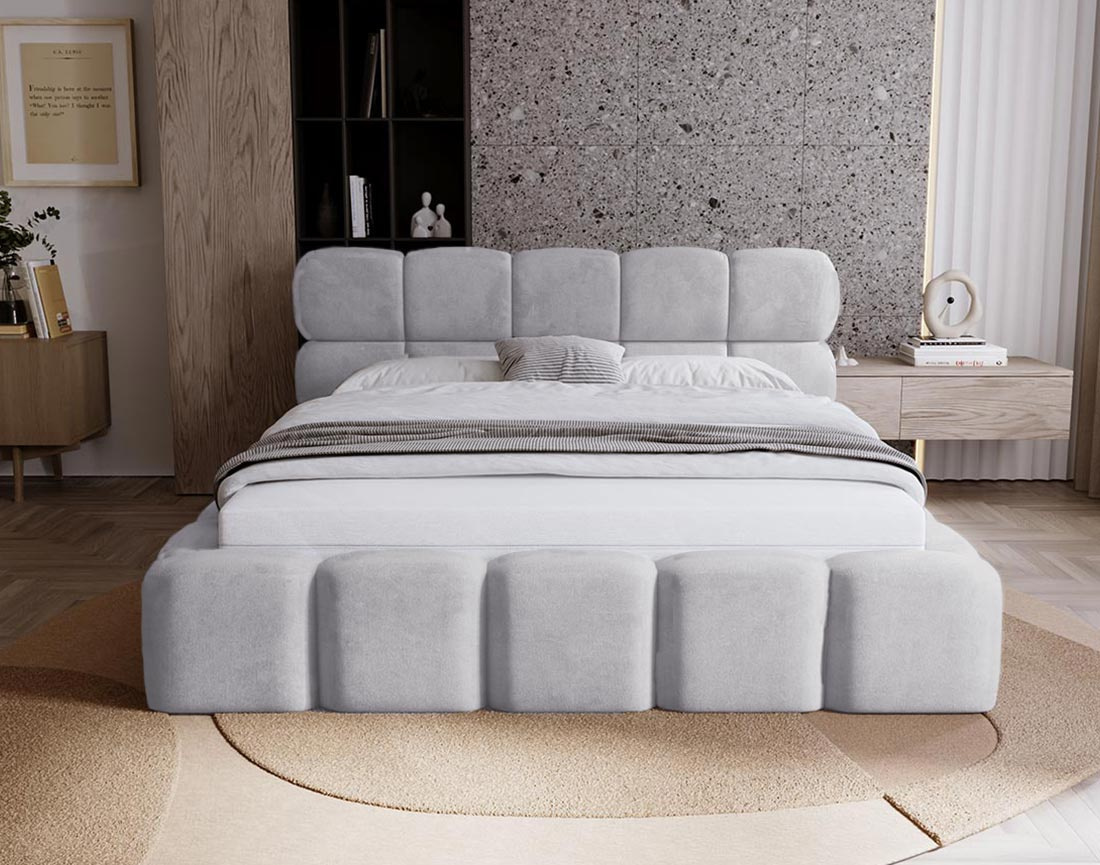 Lit coffre 140x200 cm sommier inclus en velours Mariposa