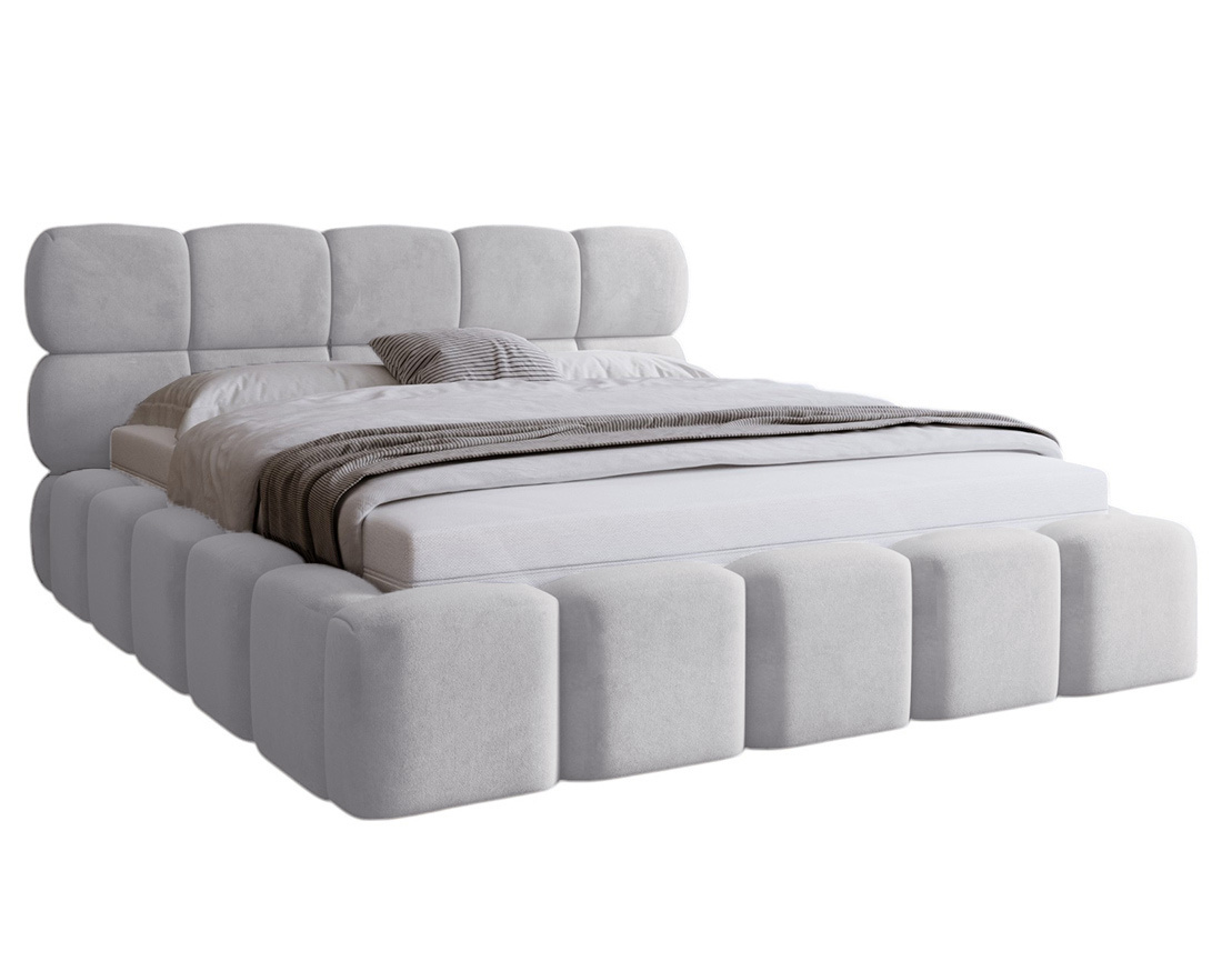 Lit coffre 140x200 cm sommier inclus en velours Mariposa