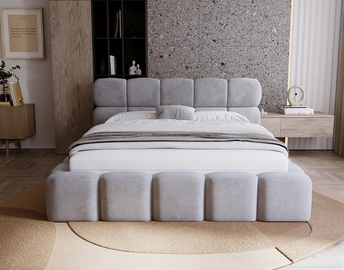 Lit coffre 160x200 cm sommier inclus en velours Mariposa