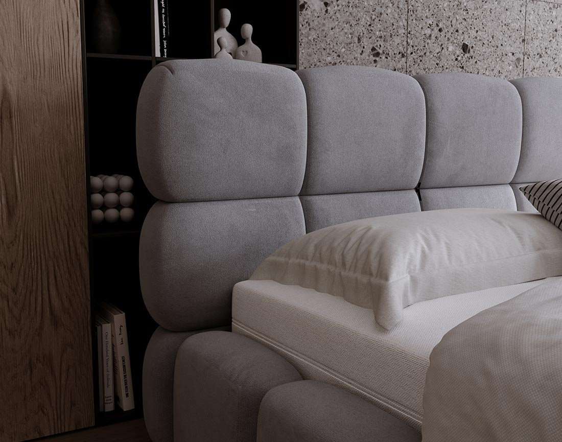 Lit coffre 160x200 cm sommier inclus en velours Mariposa