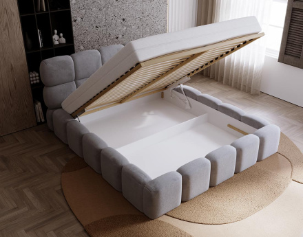 Lit coffre 160x200 cm sommier inclus en velours Mariposa