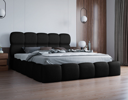 Lit coffre 160x200 cm sommier inclus en velours Mariposa