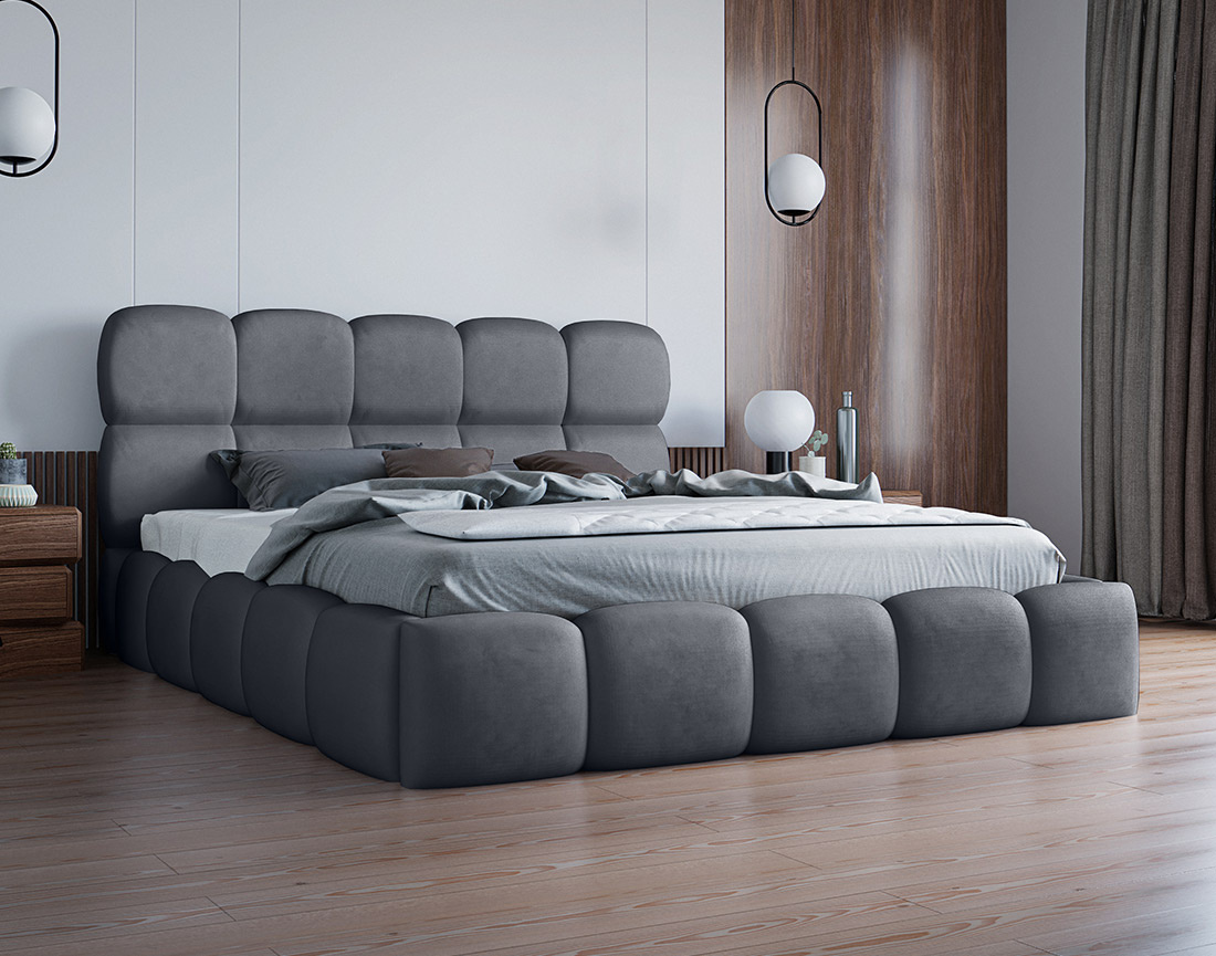 Lit coffre 180x200 cm sommier inclus en velours Mariposa