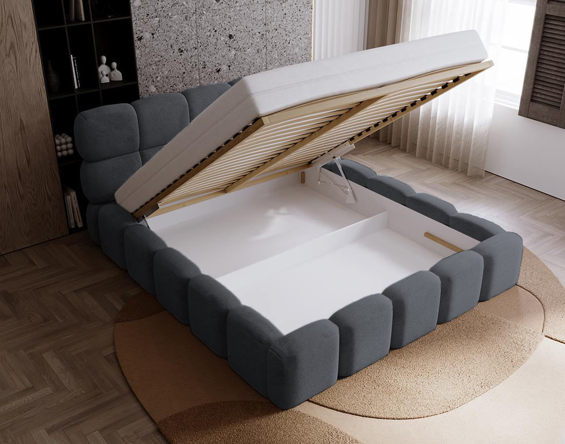 Lit coffre 180x200 cm sommier inclus en velours Mariposa