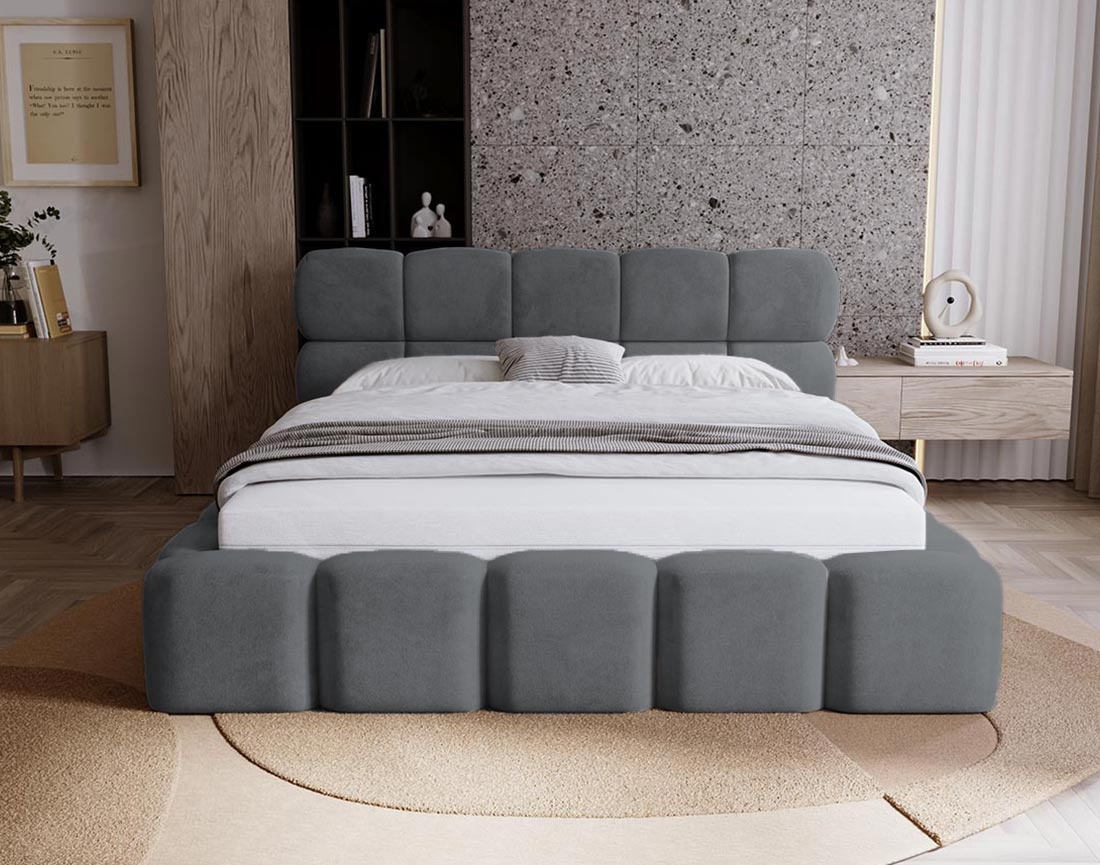 Lit coffre 180x200 cm sommier inclus en velours Mariposa