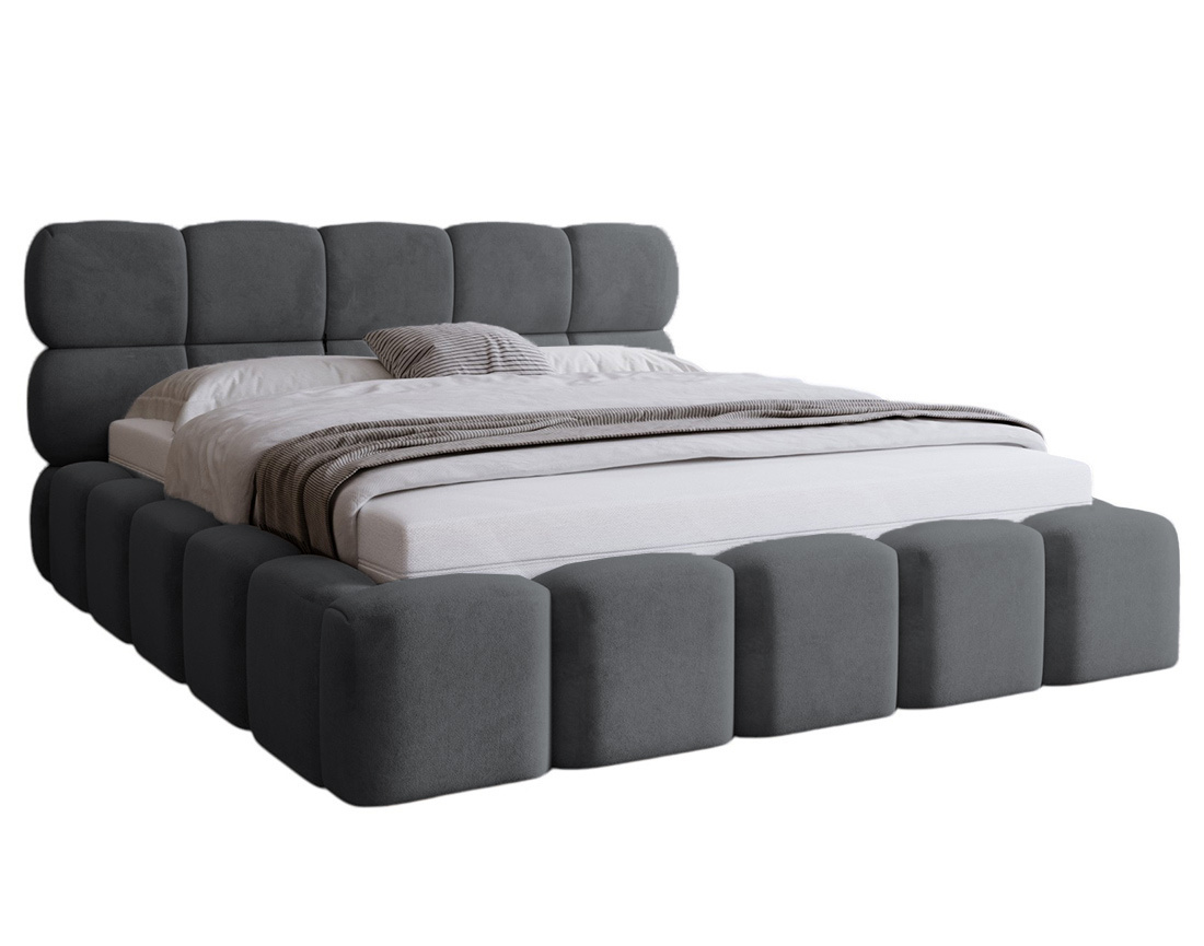 Lit coffre 180x200 cm sommier inclus en velours Mariposa