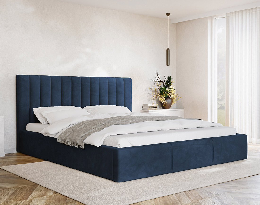 Lit coffre 140x200 cm sommier inclus en velours Rosario