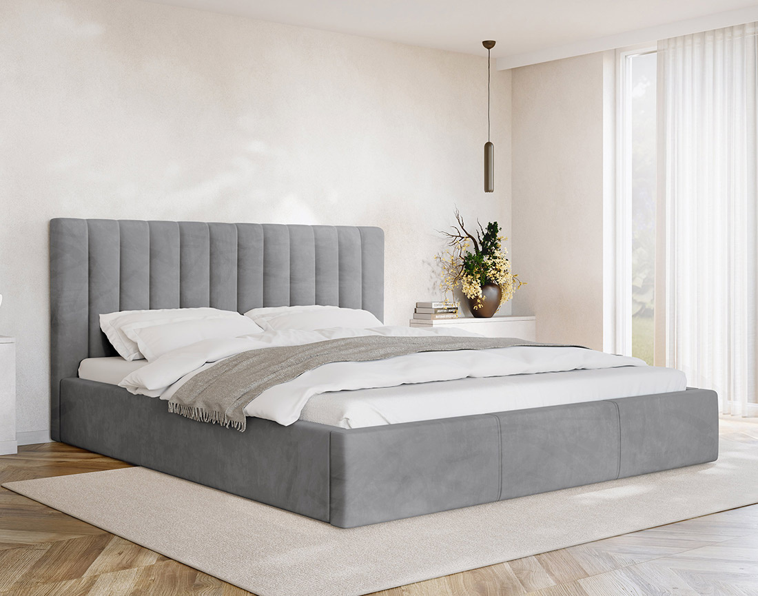 Lit coffre 180x200 cm sommier inclus en velours Rosario