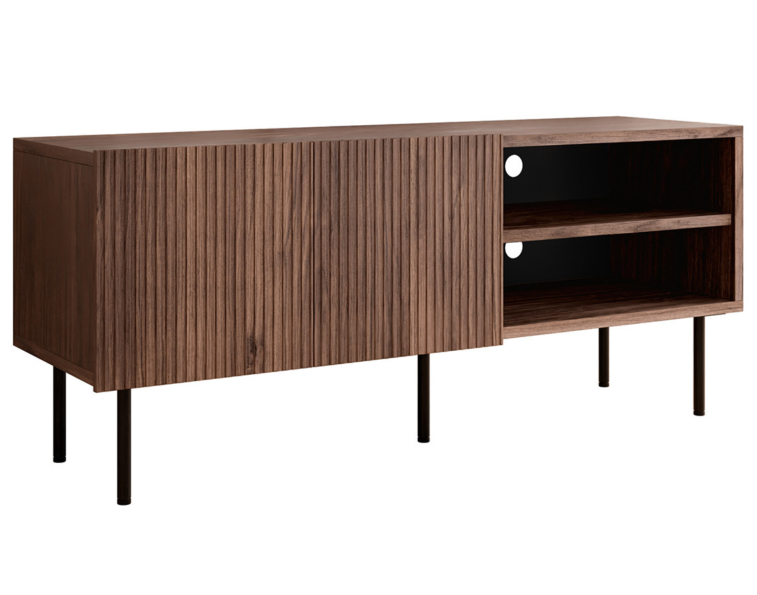 Meuble TV bois 2 portes et 2 niches 150 cm Franco