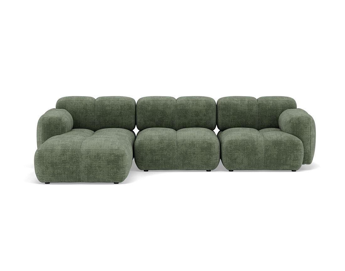 Canapé modulable d'angle réversible 4 places en velours texturé
