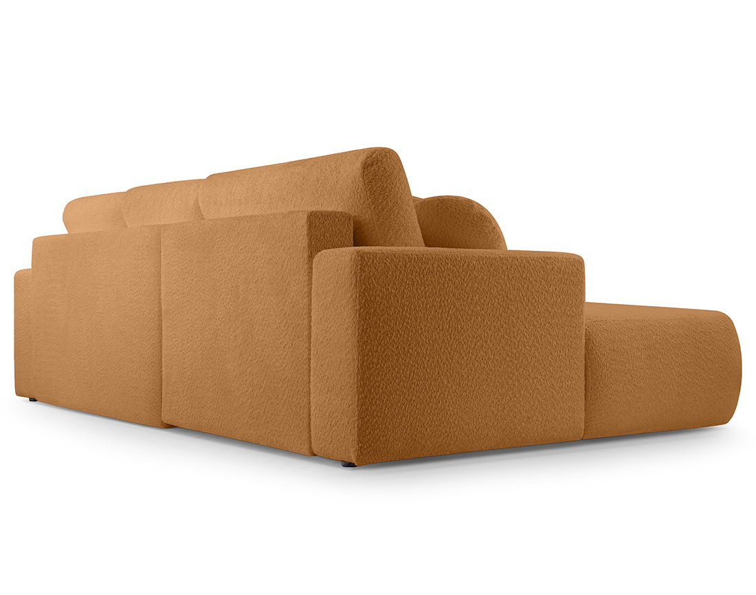 Canapé d'angle gauche 4 places convertible en tissu bouclette Candela